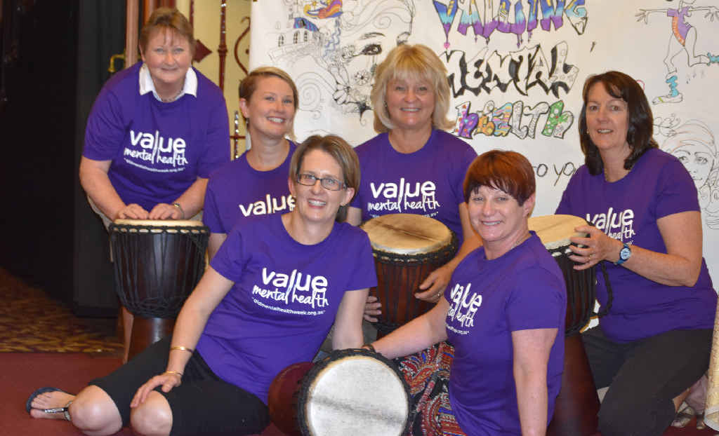 COLLABORATION: Sandra Rouse, Heidi Davidson, Sophia McLucas, Wendy Cochrane, Julia Keogh and Rhonda Eather were kept busy on the first day of Mental Health Week activities.